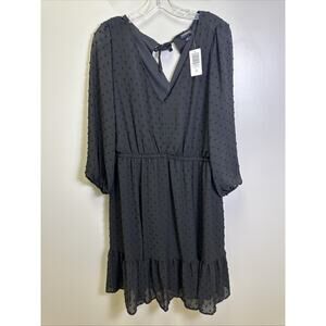 Torrid Mini Clip Dot Babydoll Dress Size 1X Black Line Balloon Sleeve Whimsigoth